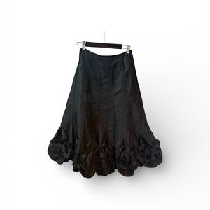 Whimsical Black Ruffled Skirt Floral Accents By KM Collections Milla Bell Sz 8